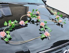 -    dekoracja samochodu  na ślub -  DS3 serce z rattanu - różowa